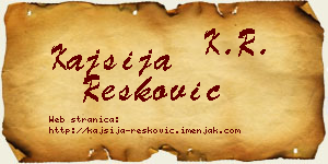 Kajsija Resković vizit kartica